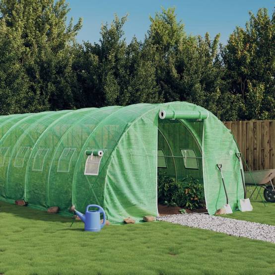 Serre tunnel de jardin 60m² bâche PE et acier culture potager verte 20x3m – ComfortXL Outdoor Living - Image 1