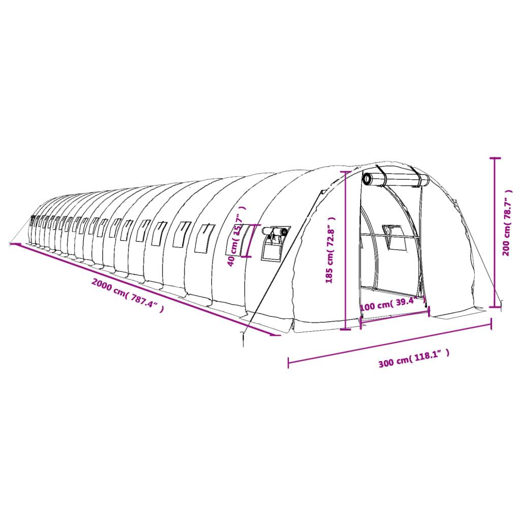 Serre tunnel de jardin 60m² bâche PE et acier culture potager verte 20x3m – ComfortXL Outdoor Living - Image 9