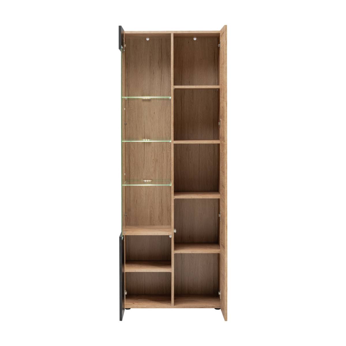 Meuble de Rangement Haut Rainuré "Aron" 192cm Naturel & Noir - Image 2