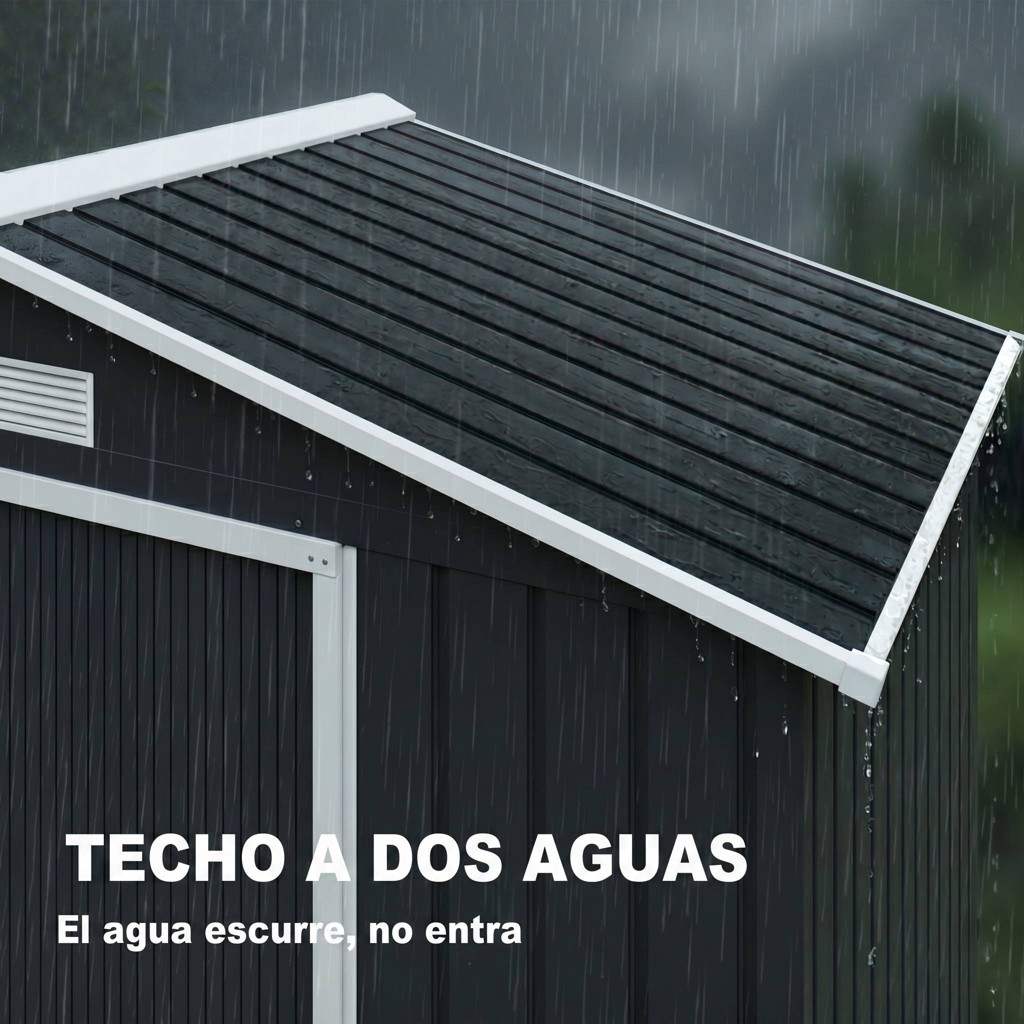 Abri de jardin 213x130x185 cm remise métallique extérieure outils gris foncé - Image 9