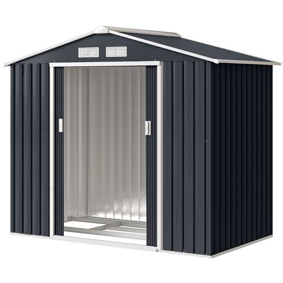 Abri de jardin 213x130x185 cm remise métallique extérieure outils gris foncé - Image 2