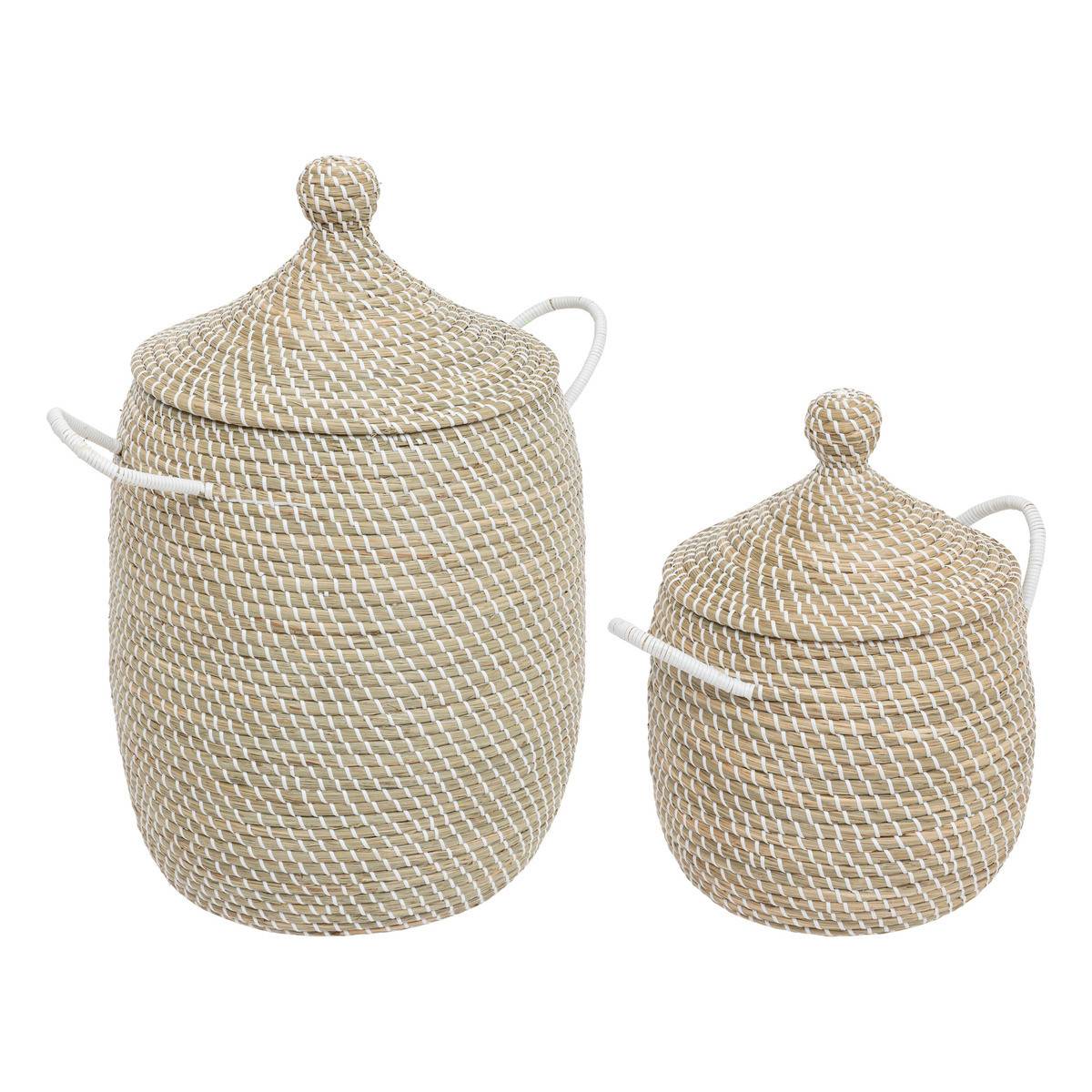 Lot de 2 Paniers de rangement avec couvercle D 39 et D 30 cm - Image 1