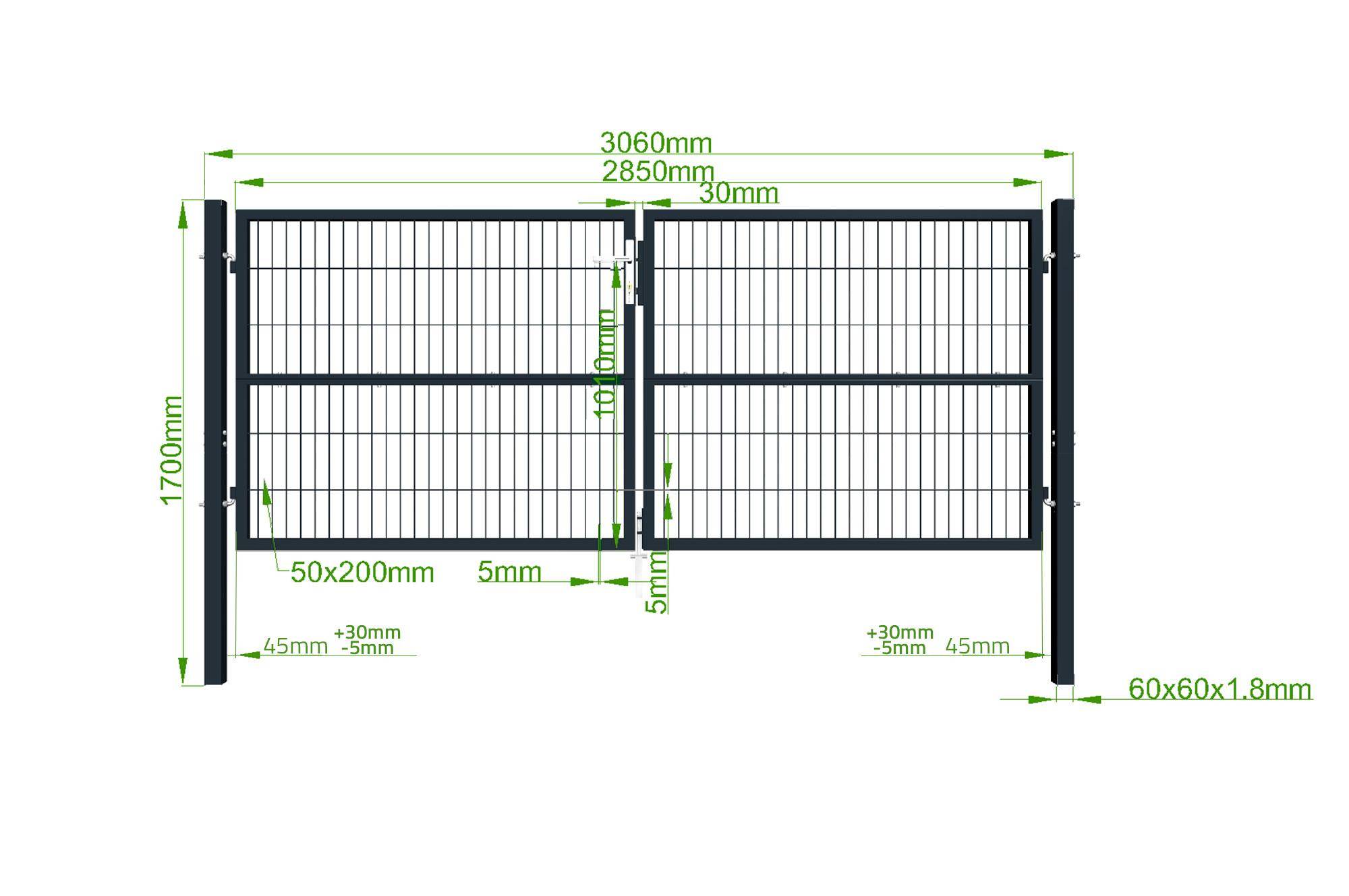 Casanoov Portail battant grillagé 3 m RAZO H.120 cm Gris - Image 4