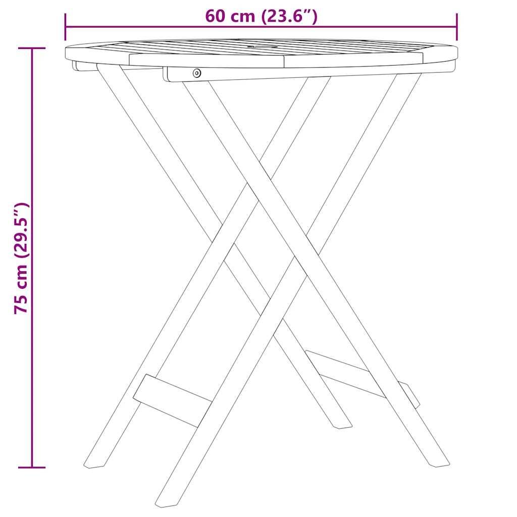 ComfortXL - Table de Jardin Ronde Pliable Ø60 cm en Bois d'Eucalyptus Massif avec Trou de Parasol – ComfortXL Outdoor Living - Image 6