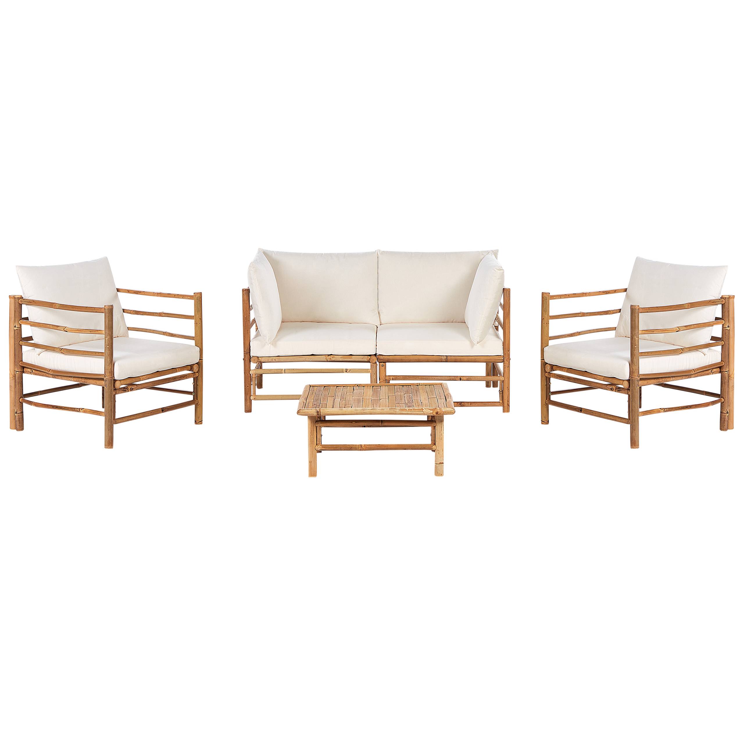Beliani - Set de jardin, 4 Personnes Bambou Blanc cassé CERRETO - Beliani - Image 2