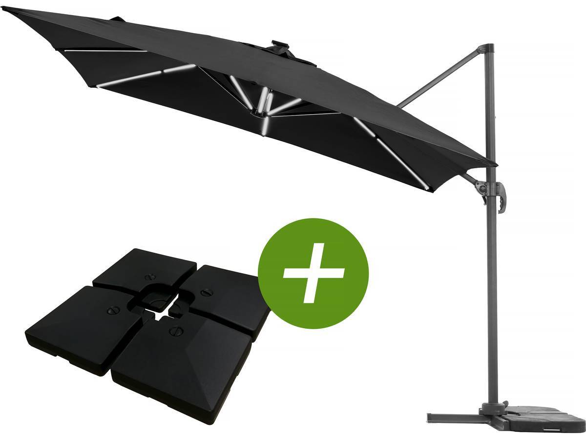 Habitat Et Jardin - Parasol Jardin Déporté Led Alu "sun 4 Luxe" - Rectangle - 3 X 4 M - Dalles à Lester Incluses -habitat Et Jardin - Image 1