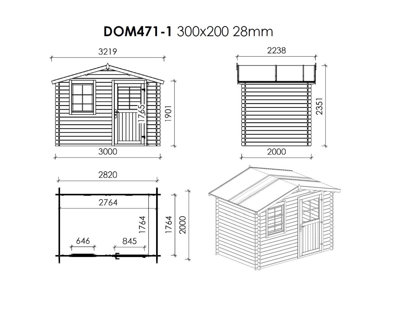 Altanka - Abri de jardin en bois - 3x2 m + terrasse avec balustrade et avant-toit en bois - 15 m2 - DOM472+DOM394+DOM395+POD04 - ALTANKA - Image 3