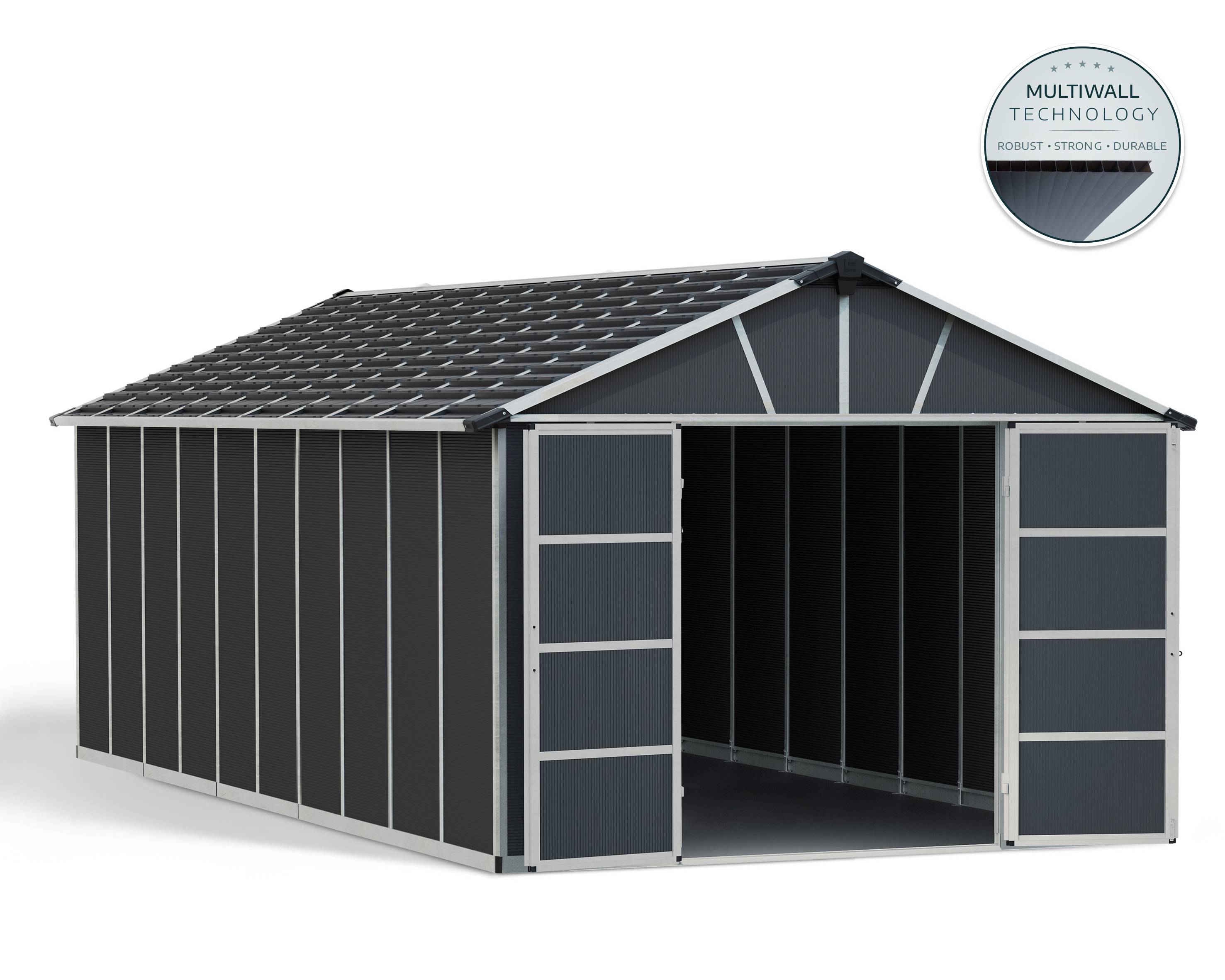 Canopia Abri de jardin Yukon 21,3m² Gris + plancher PVC - Gamm vert