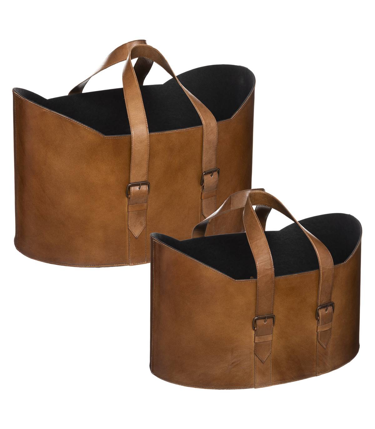 Lot de 2 Paniers en Cuir naturel Marron - Image 1