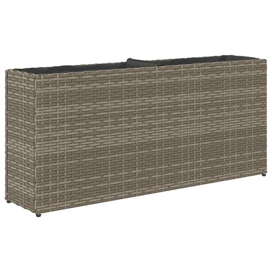 2 pcs Jardinières, Bac à fleurs, Pot de fleurs avec 2 pots gris 90x20x40 cm résine tressée - Image 8