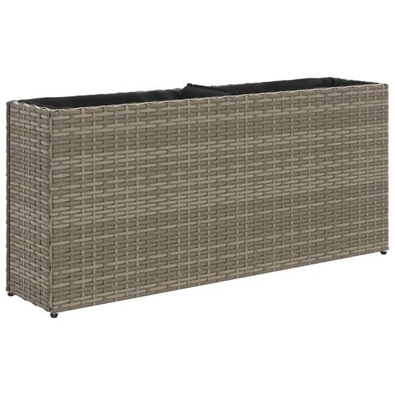 2 pcs Jardinières, Bac à fleurs, Pot de fleurs avec 2 pots gris 90x20x40 cm résine tressée - Image 5