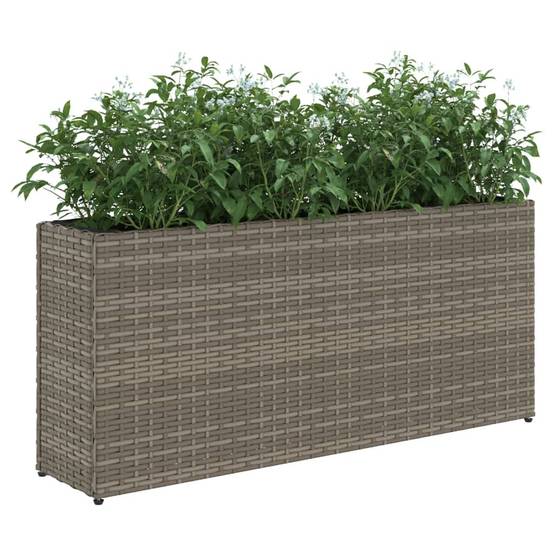 2 pcs Jardinières, Bac à fleurs, Pot de fleurs avec 2 pots gris 90x20x40 cm résine tressée - Image 4