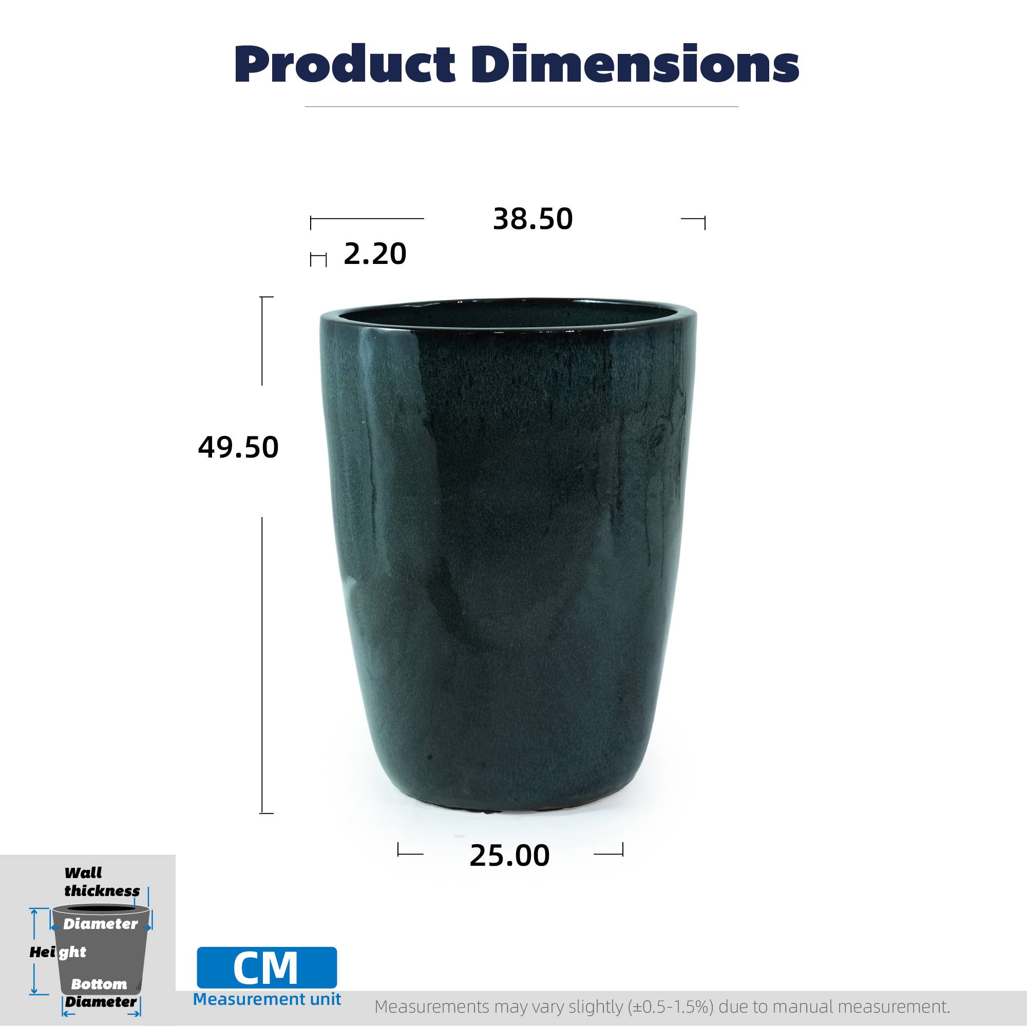 ComfortXL - Grand pot de fleurs céramique vert mousse Ø38,5 x H49,5 cm extérieur drainage - ComfortXL Outdoor Living - Image 3