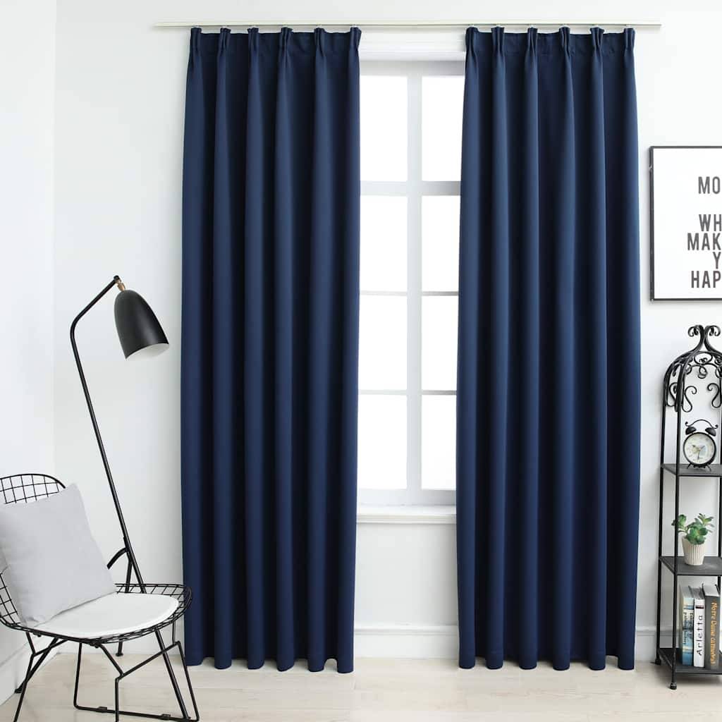 Rideaux occultants - Panneaux de rideau avec crochets 2 pcs Bleu 140x245 cm - Image 2