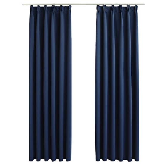 Rideaux occultants - Panneaux de rideau avec crochets 2 pcs Bleu 140x245 cm - Image 1