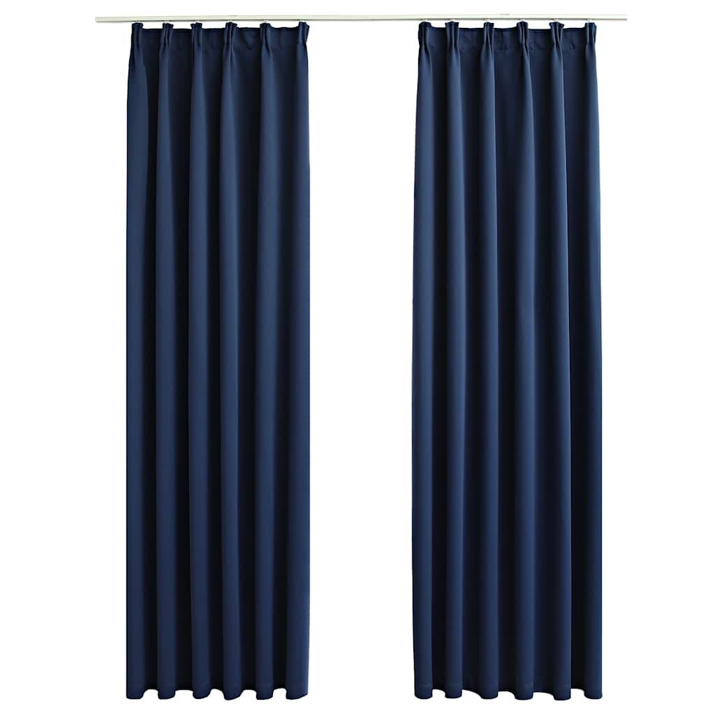 Rideaux occultants - Panneaux de rideau avec crochets 2 pcs Bleu 140x245 cm - Image 1