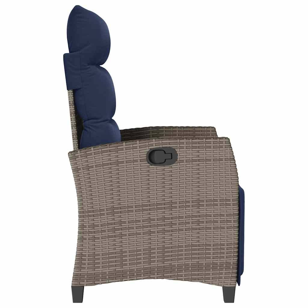 PANGIVO - Chaise de jardin inclinable avec table d'appoint gris polyrotin 65 x 58 x 94 cm, Poids :13.55kg - PANGIVO - Image 6
