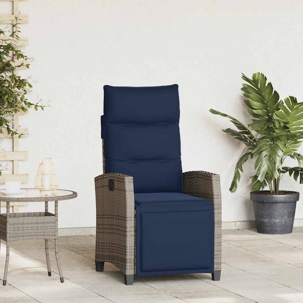 PANGIVO - Chaise de jardin inclinable avec table d'appoint gris polyrotin 65 x 58 x 94 cm, Poids :13.55kg - PANGIVO - Image 1