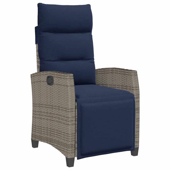 PANGIVO - Chaise de jardin inclinable avec table d'appoint gris polyrotin 65 x 58 x 94 cm, Poids :13.55kg - PANGIVO - Image 2