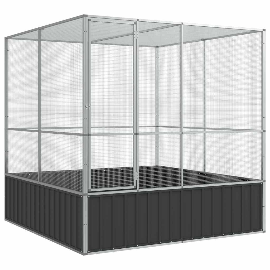 Cage Oiseaux Carrée Acier Galvanisé Sécurisée Argent 211x207x212cm - ComfortXL Outdoor Living - Image 2