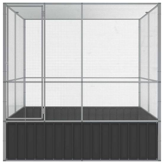 Cage Oiseaux Carrée Acier Galvanisé Sécurisée Argent 211x207x212cm - ComfortXL Outdoor Living - Image 4