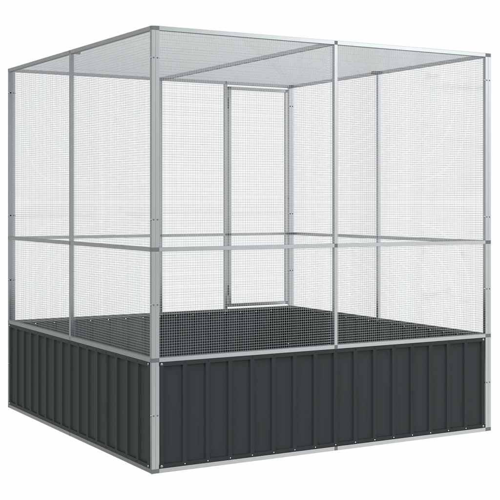 Cage Oiseaux Carrée Acier Galvanisé Sécurisée Argent 211x207x212cm - ComfortXL Outdoor Living - Image 6