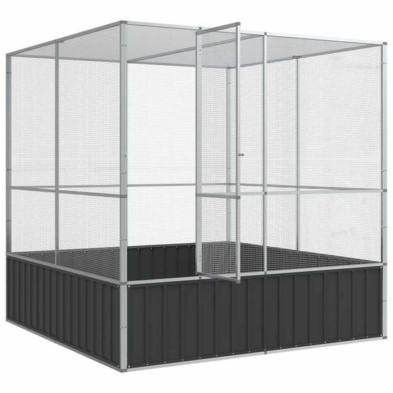 Cage Oiseaux Carrée Acier Galvanisé Sécurisée Argent 211x207x212cm - ComfortXL Outdoor Living - Image 7