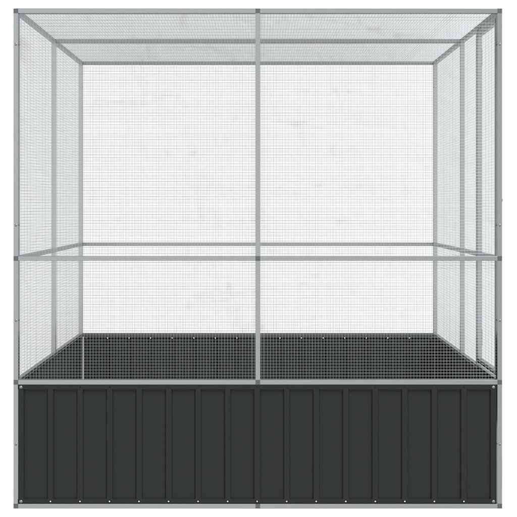 Cage Oiseaux Carrée Acier Galvanisé Sécurisée Argent 211x207x212cm - ComfortXL Outdoor Living - Image 5