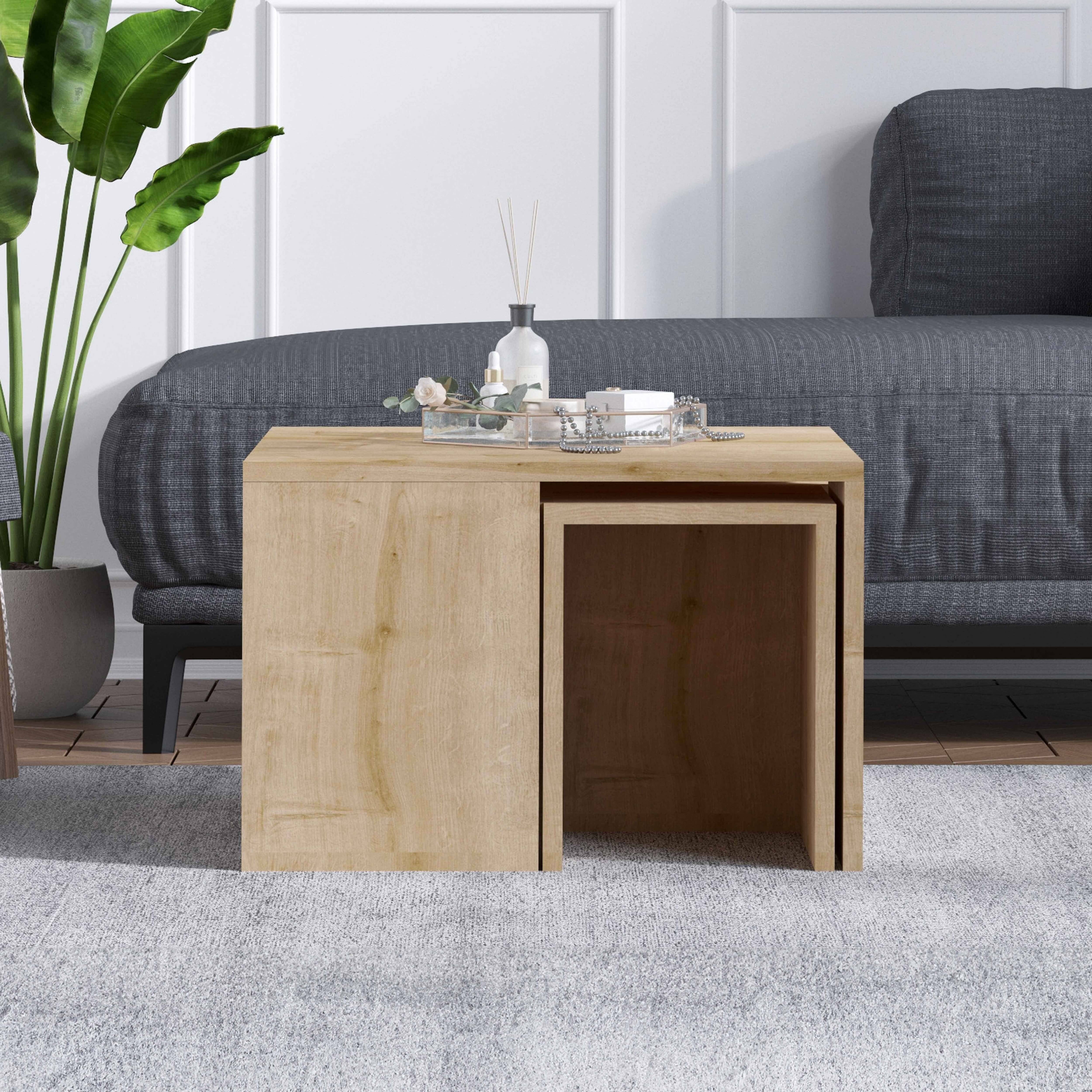 Oviala - Table basse gigogne polyvalente mélaminé effet bois - Oviala - Image 3