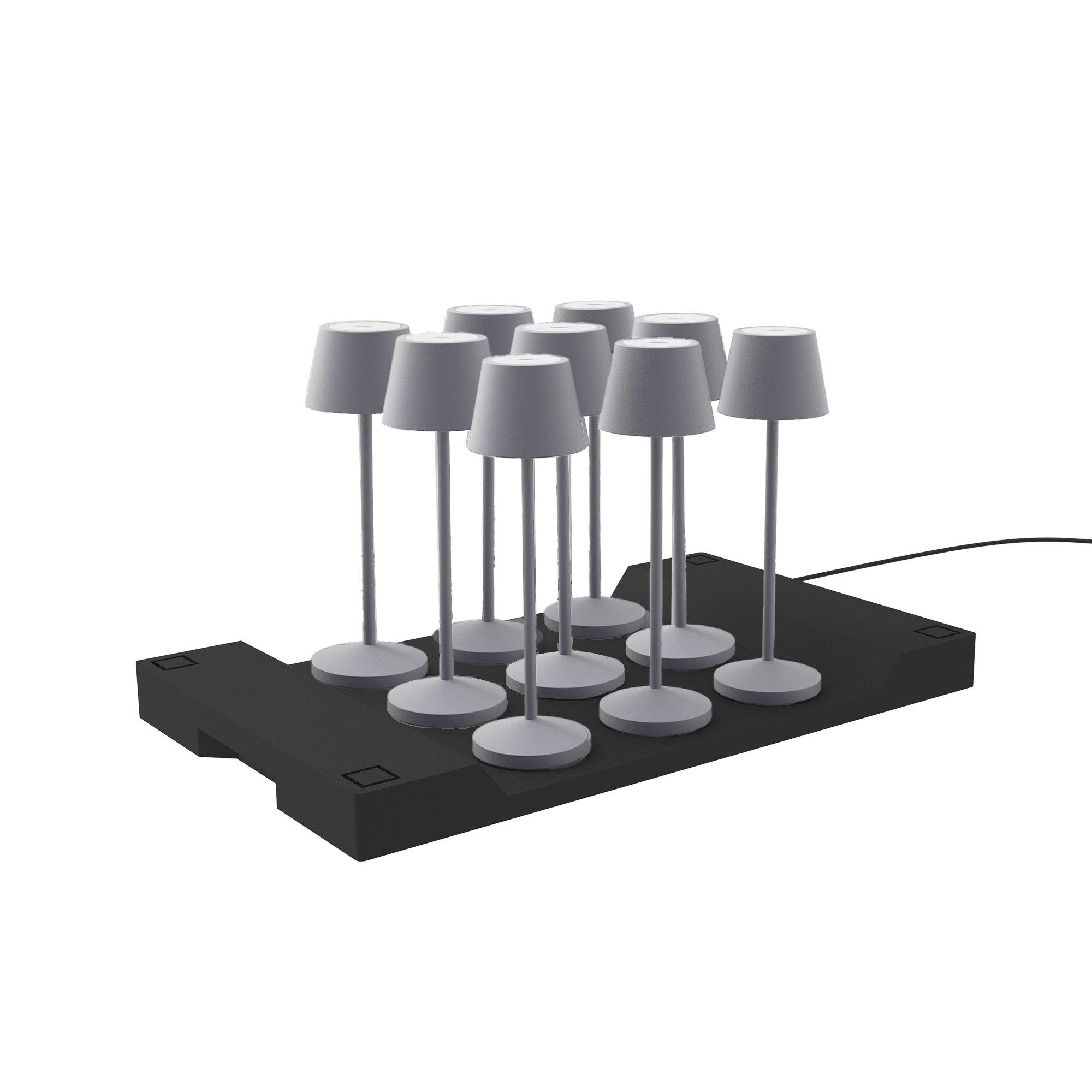 Lumisky - 9 Lampes de table EMILY Gris clair + base de chargement - Image 1