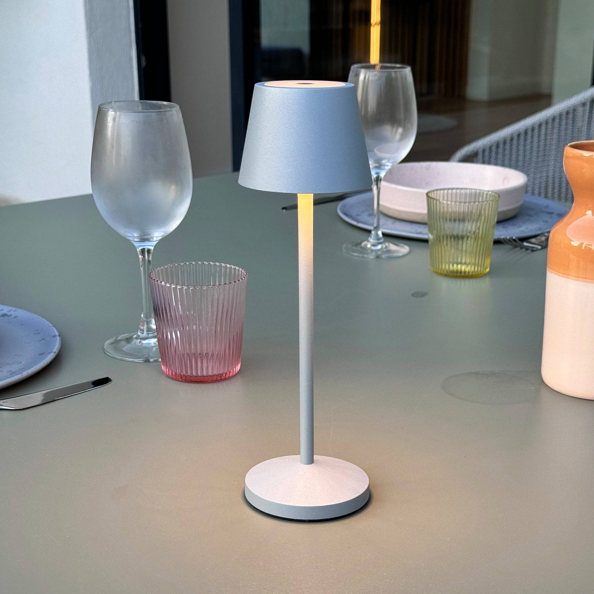 Lumisky - 9 Lampes de table EMILY Gris clair + base de chargement - Image 3