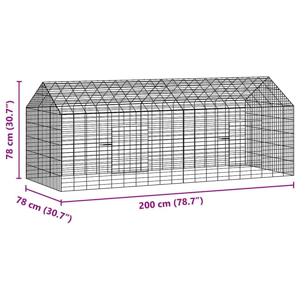 Vidaxl - Cage pour lapins Argent 200 x 78 x 78 cm Acier galvanisé vidaXL 42019233 - Image 3