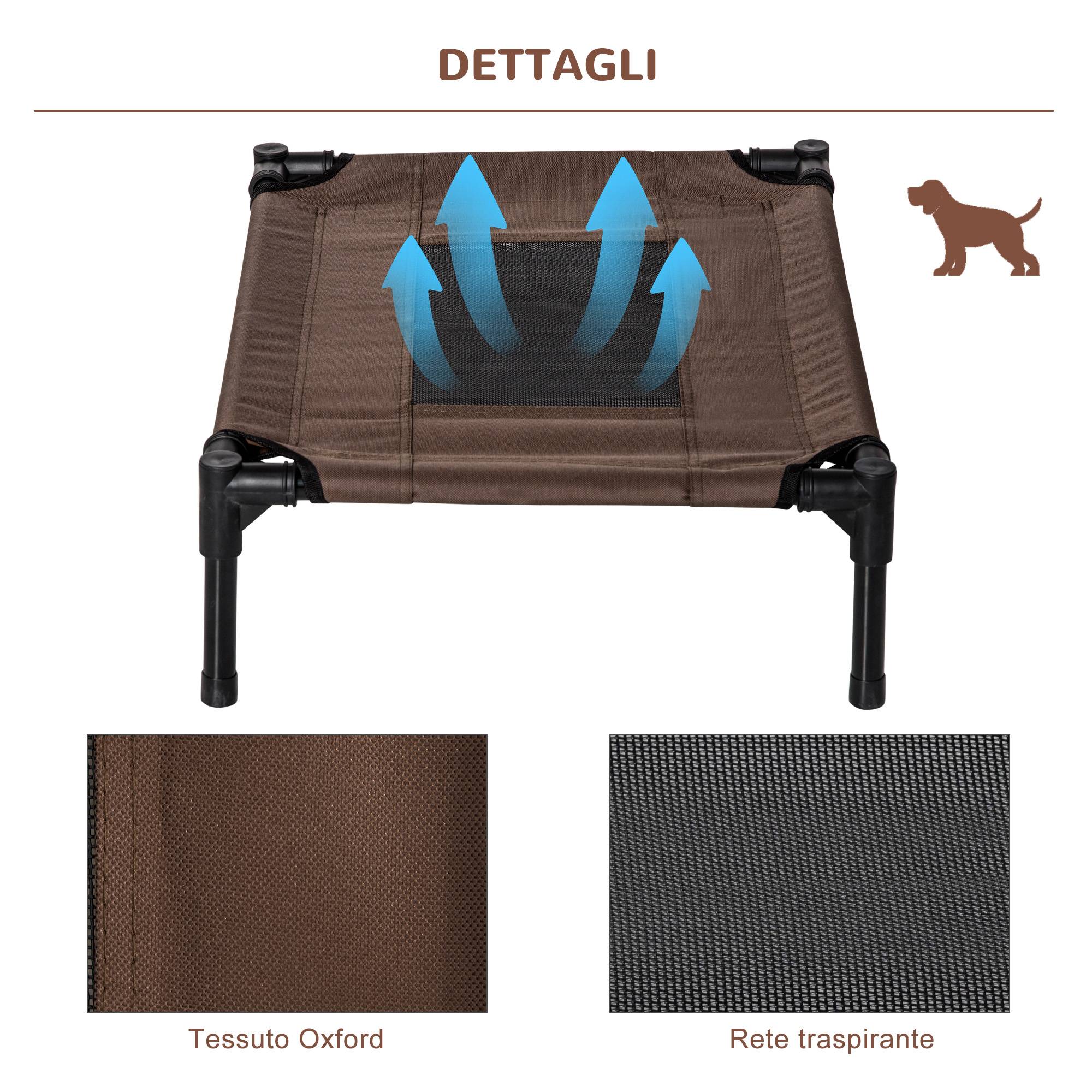 ComfortXL - Lit surélevé pour petit chien en acier et tissu Oxford 61 x 46 x 18 cm noir et marron café couchage aéré - Image 7