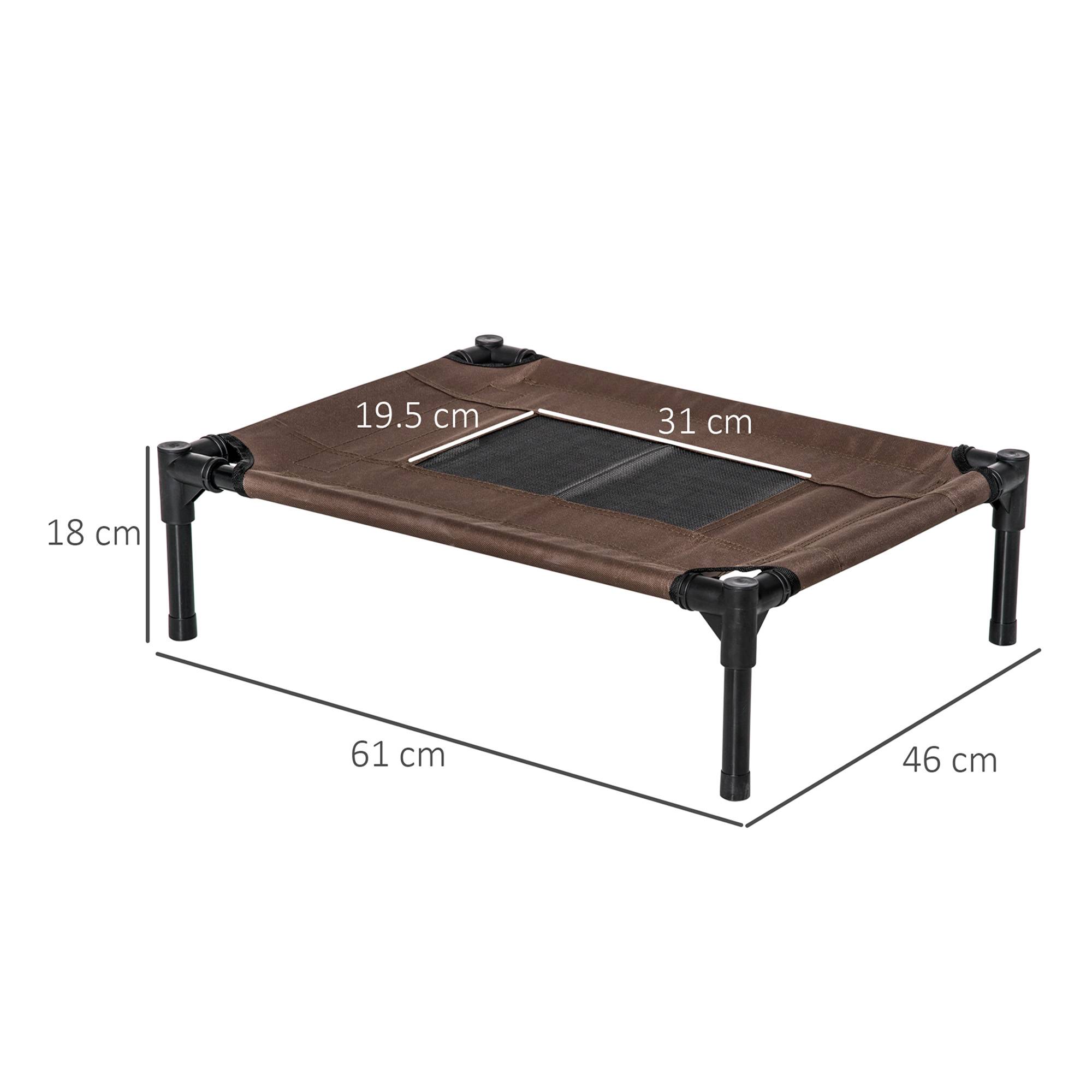 ComfortXL - Lit surélevé pour petit chien en acier et tissu Oxford 61 x 46 x 18 cm noir et marron café couchage aéré - Image 3