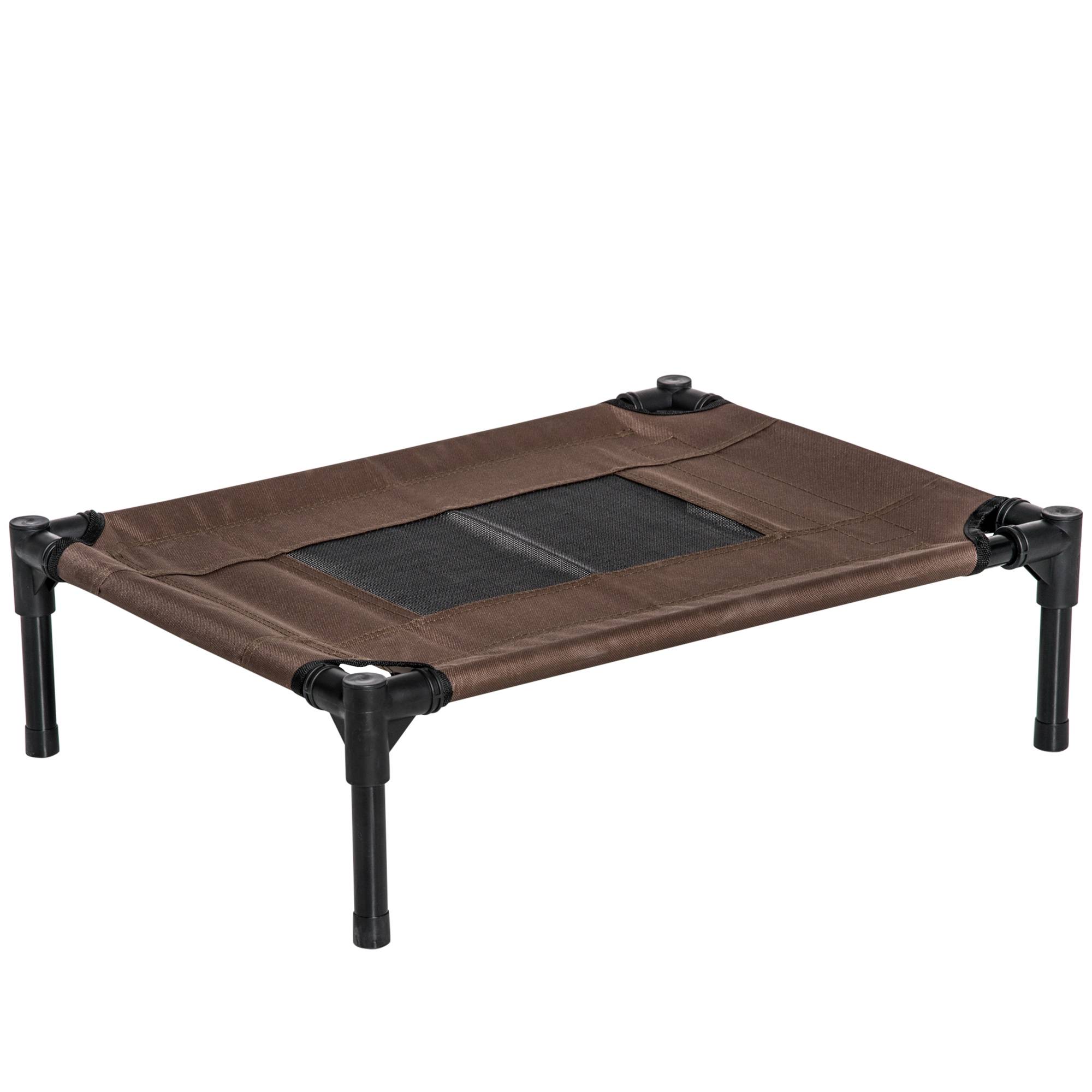 ComfortXL - Lit surélevé pour petit chien en acier et tissu Oxford 61 x 46 x 18 cm noir et marron café couchage aéré - Image 10