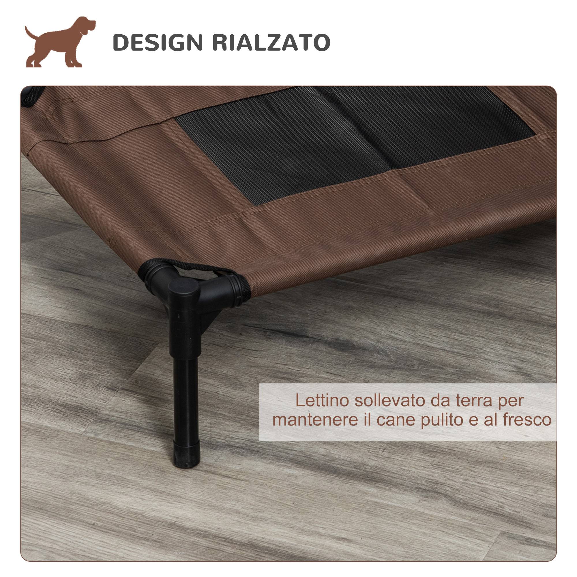 ComfortXL - Lit surélevé pour petit chien en acier et tissu Oxford 61 x 46 x 18 cm noir et marron café couchage aéré - Image 6
