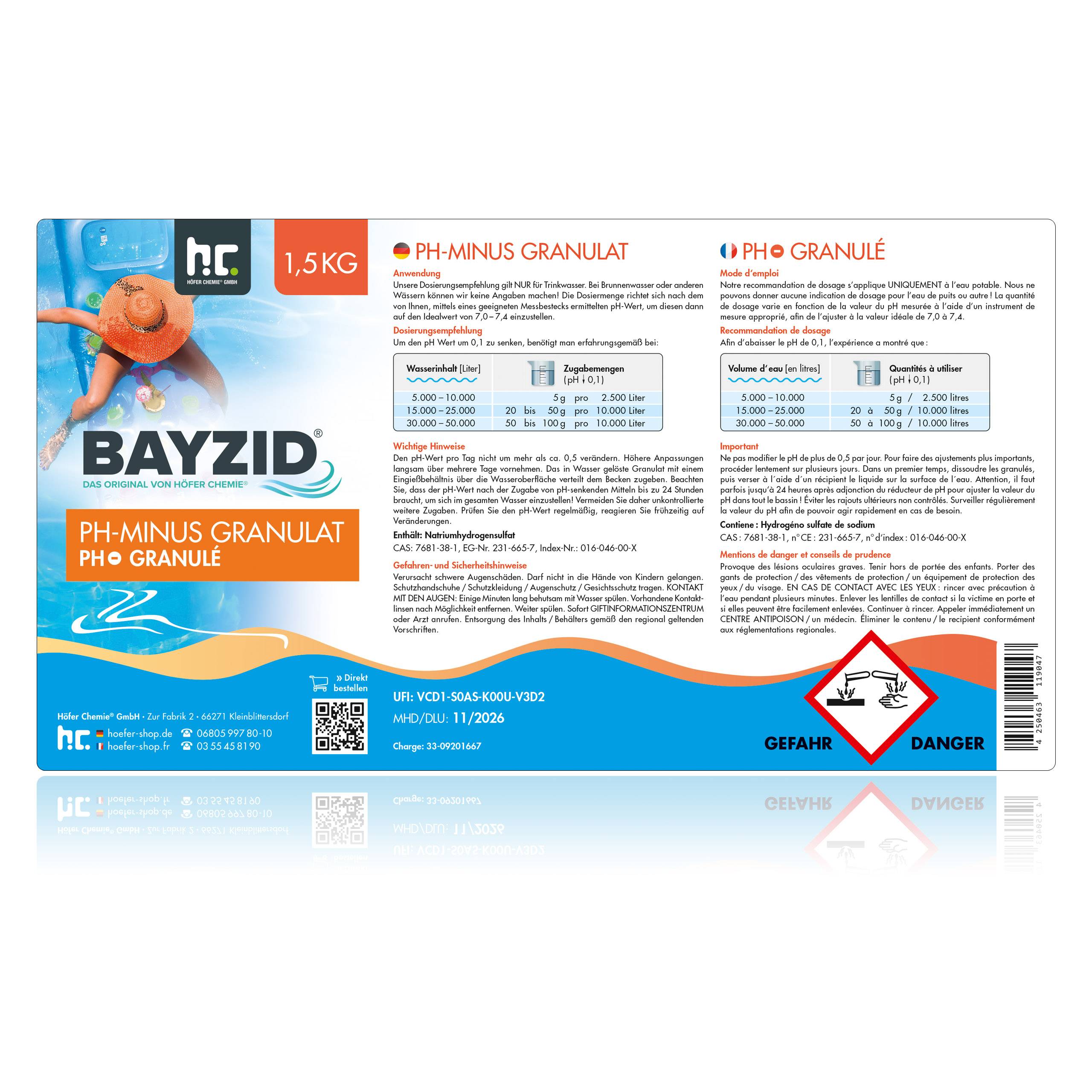 pH moins granulés Bayzid® en sceaux de 1,5 KG x 12 - Image 5