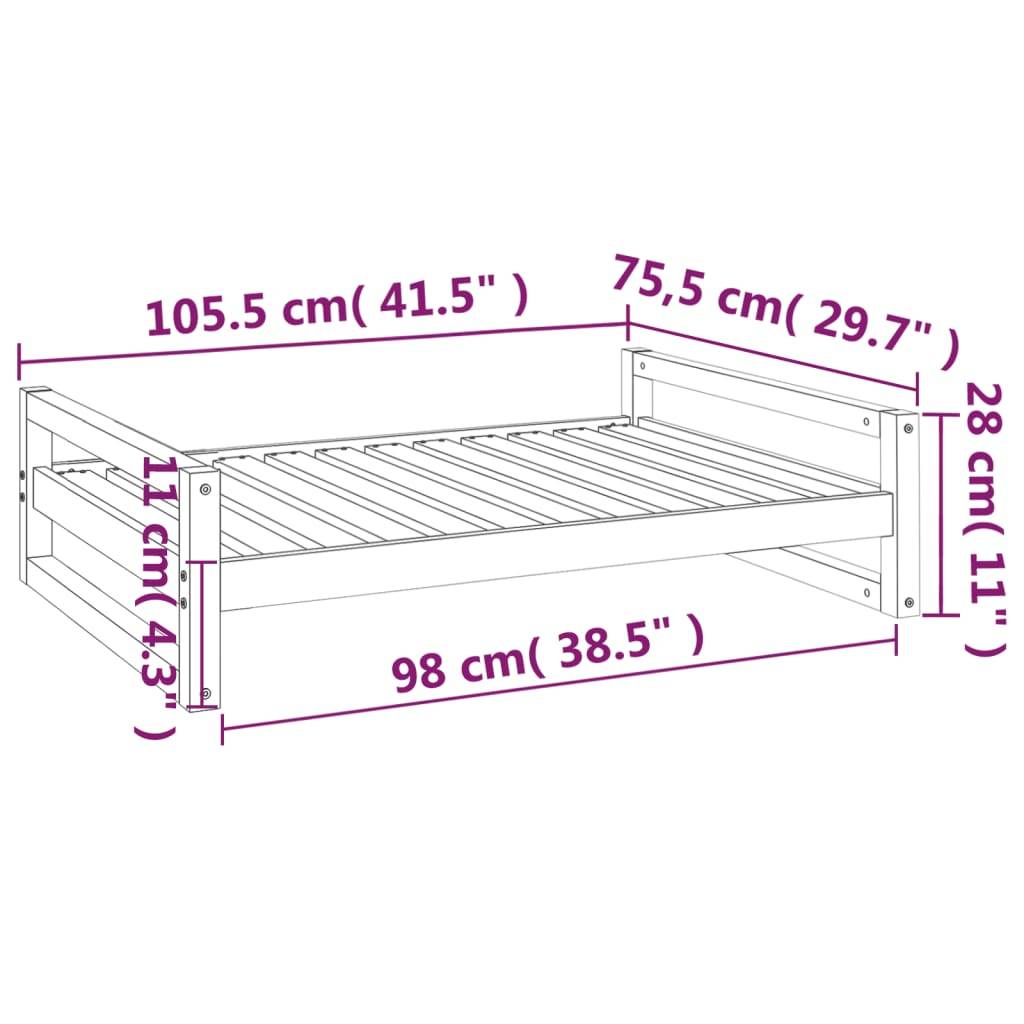 Vidaxl - Lit pour chien Noir 105,5x75,5x28 cm Bois de pin solide vidaXL 821491 - Image 3