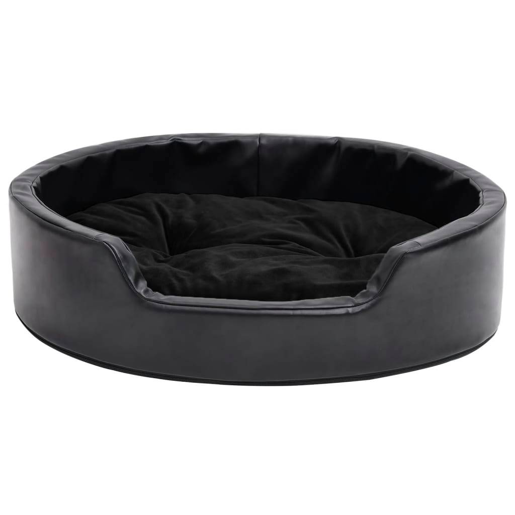 Lit pour chiens similicuir et peluche noir 69 x 59 x 19 cm - PANGIVO - Image 3