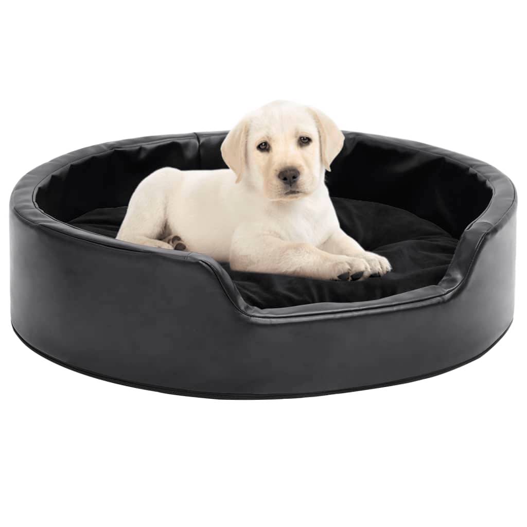 Lit pour chiens similicuir et peluche noir 69 x 59 x 19 cm - PANGIVO - Image 1