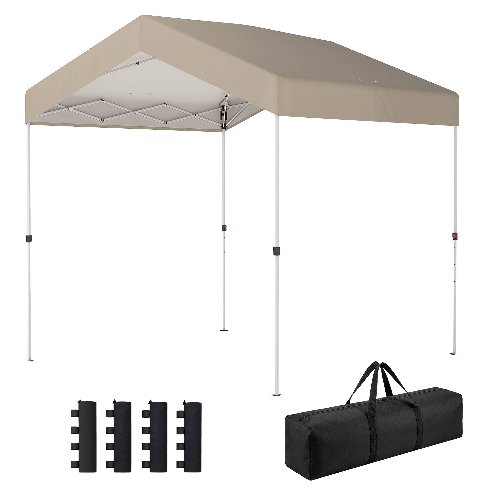 Tente pliante 2,4 x 2,4 m, montage instantané, protection UPF50+, verrouillage centralisé, hauteur réglable, sac de transport, sacs de lestage beige - Image 2