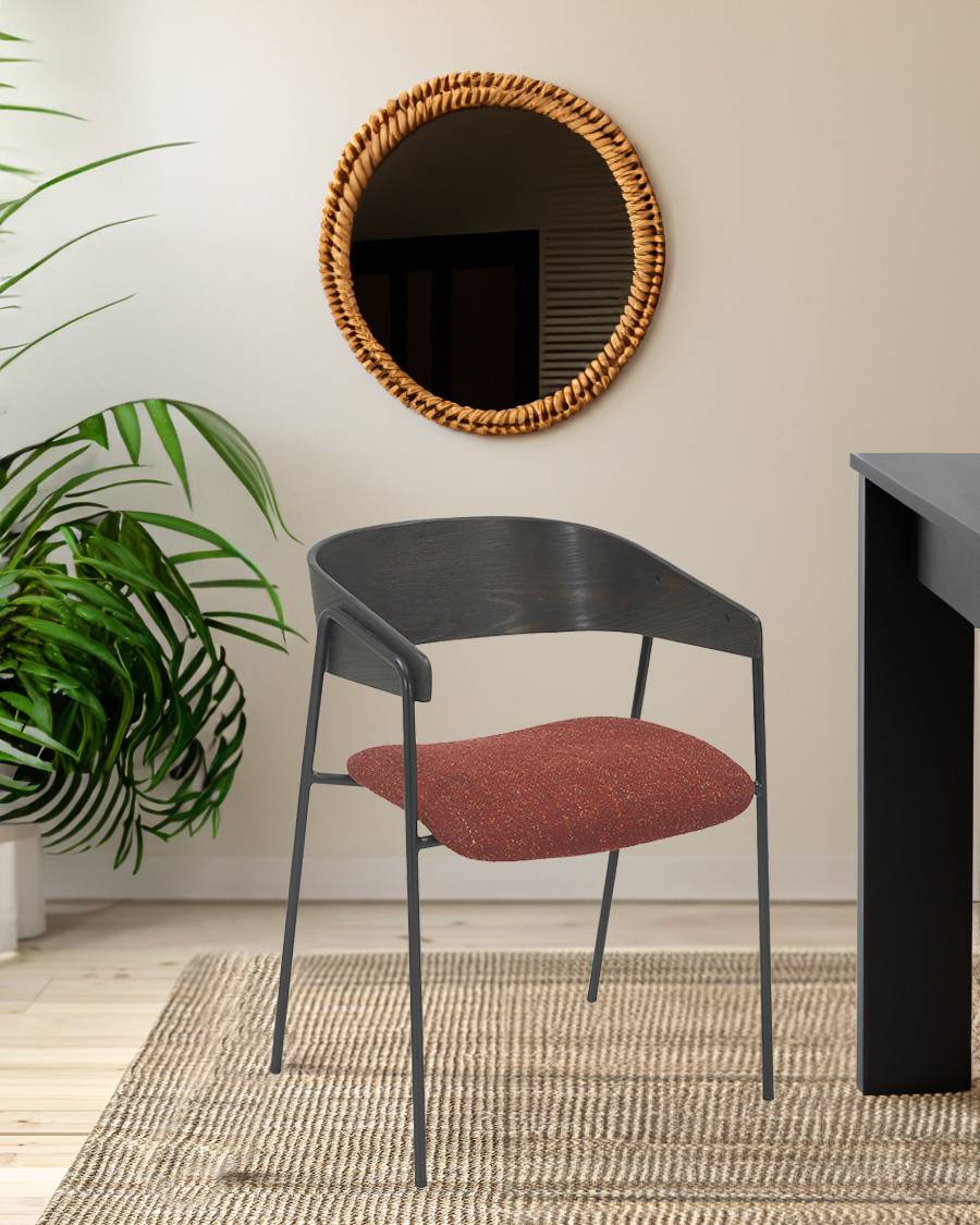 Wisla - Chaise en tissu avec dossier en bois et pieds en métal - UNIQKA - Image 2