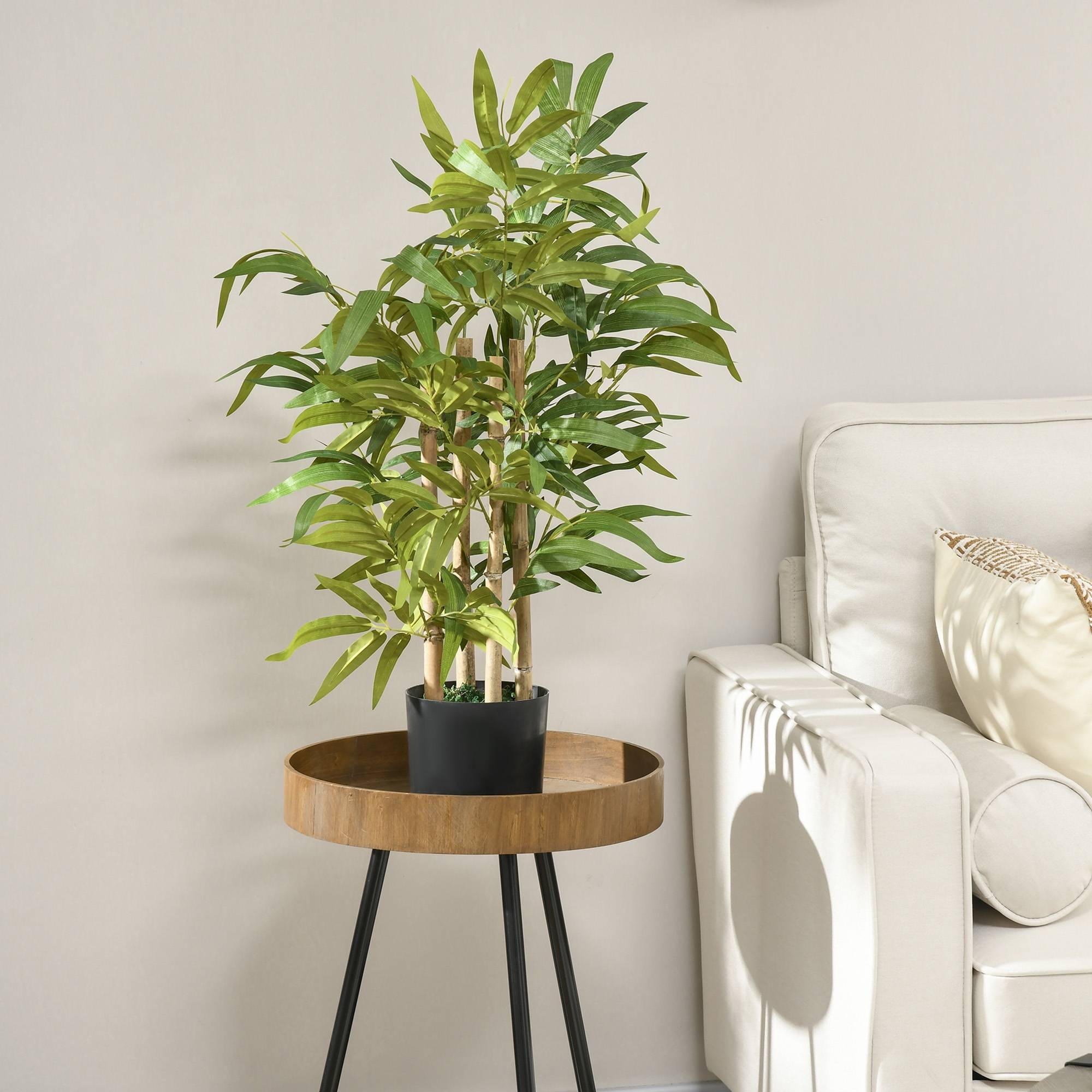 Bambou artificiel plantes artificielles hauteur 60 cm - tronc branches lichen feuilles grand réalisme pot inclus - Image 3