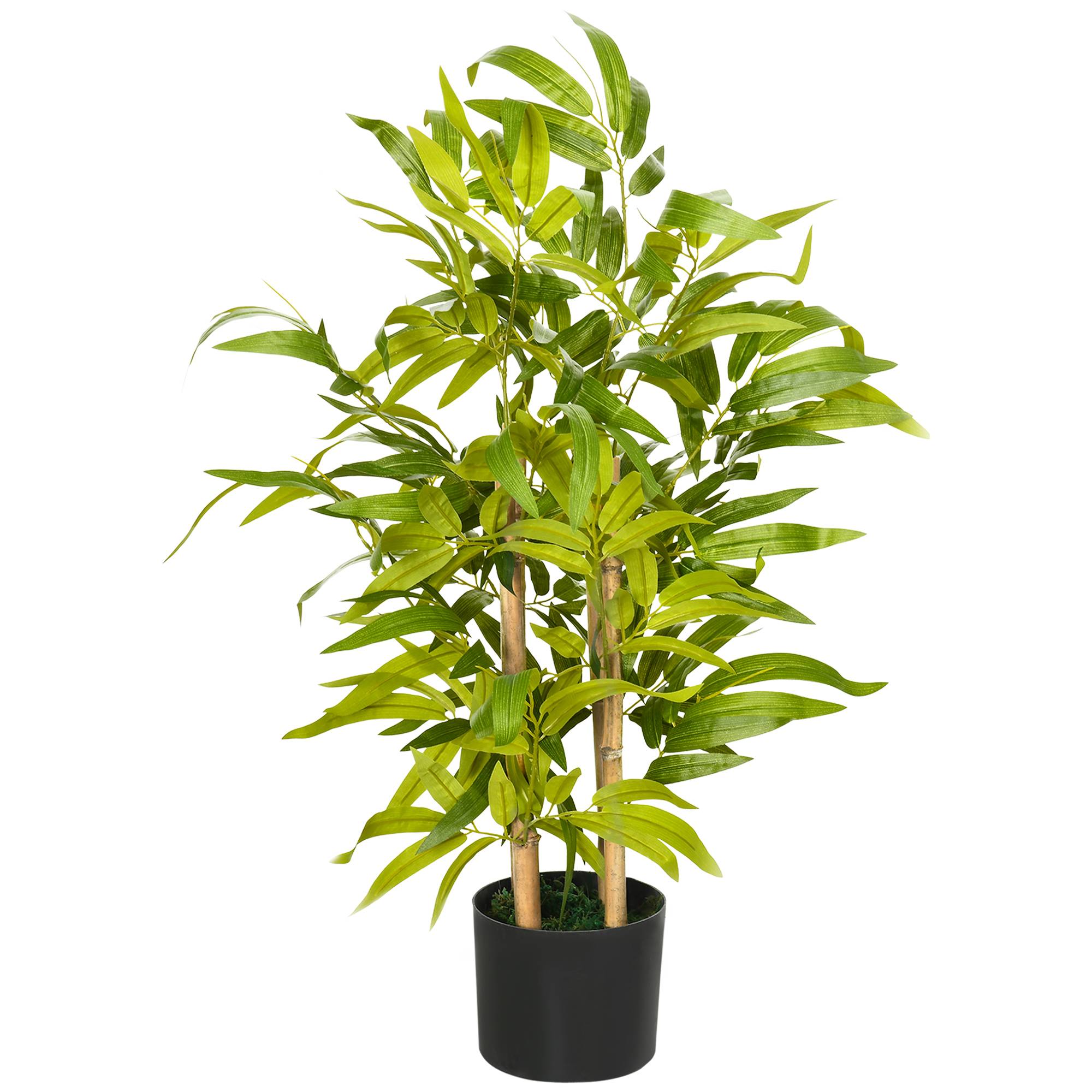 Bambou artificiel plantes artificielles hauteur 60 cm - tronc branches lichen feuilles grand réalisme pot inclus - Image 2