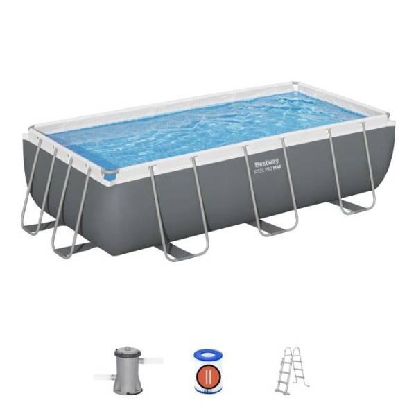 Bestway - Kit Piscine hors sol tubulaire BESTWAY - Steel Pro Max™ - 404 x 201 x 100 cm - Rectangulaire (Filtre a cartouche, échelle) - Image 1