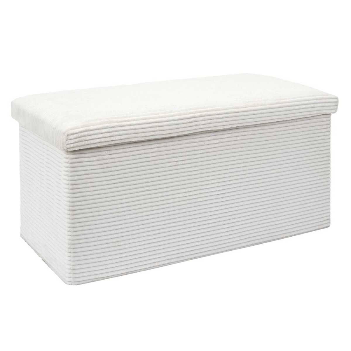 Banc Coffre Pliable Côtelé crème 76x38 cm - AMORY - Image 1