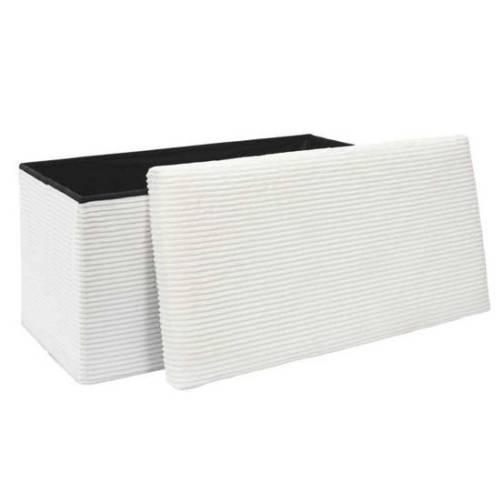 Banc Coffre Pliable Côtelé crème 76x38 cm - AMORY - Image 3