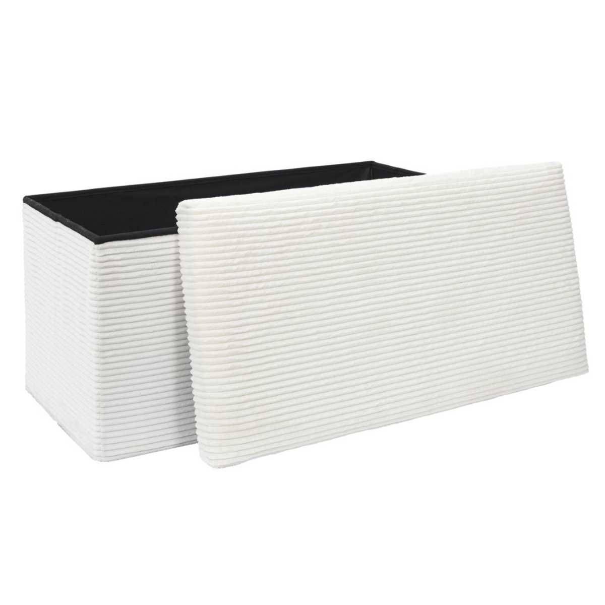 Banc Coffre Pliable Côtelé crème 76x38 cm - AMORY - Image 3