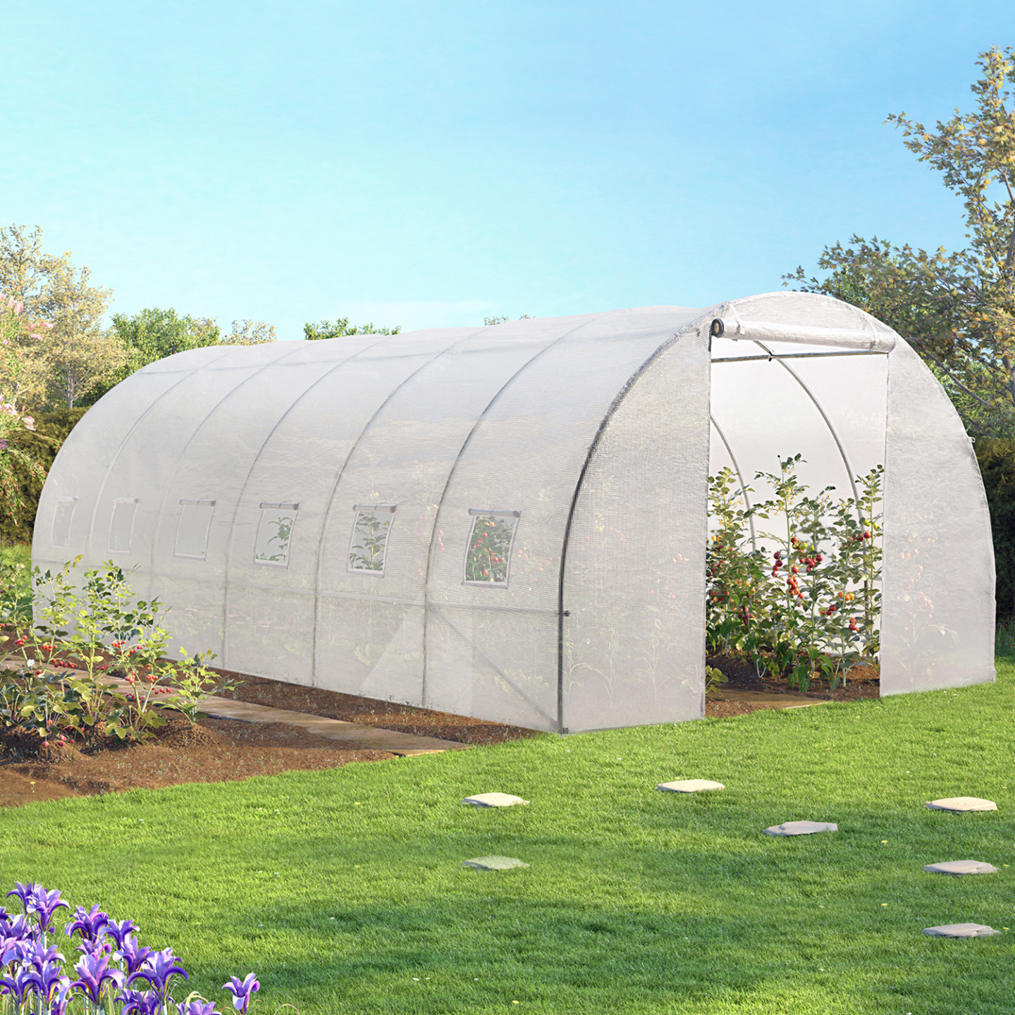 Serre tunnel de jardin 18M² blanche gamme maraîchère CRIMÉE 6x3 M - Image 1