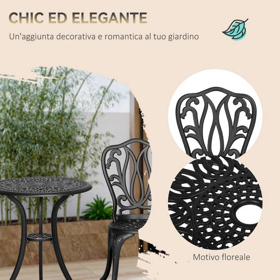 Ensemble jardin 3 pcs, 2 chaises et table verre trou parasol aluminium noir - Image 9